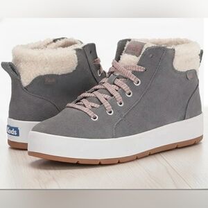 Keds Women's Tahoe Grey Suede Boots Faux Shearling Winter Sneakers Sizes 8 & 8.5